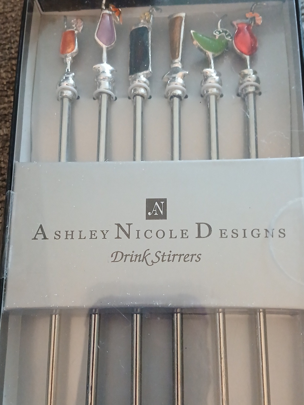 Ashley Nicole Designs Colorful Enamel Drink Stirrers (Set of 6)